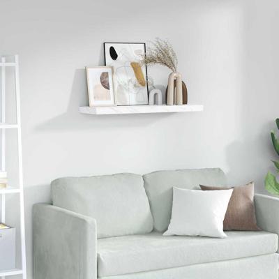 Wandplank met opslag Wit Marmer 80 x 23,5 x 4 cm Bewerkt hout