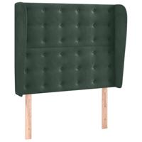 Hoofdbord met randen 83x23x118/128 cm fluweel donkergroen - thumbnail