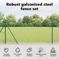 VidaXL Hek met paal groen 0,8 x 25 m staal - thumbnail