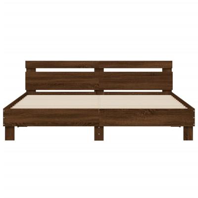 Bedframe met hoofdeinde bewerkt hout bruineikenkleur 200x200 cm