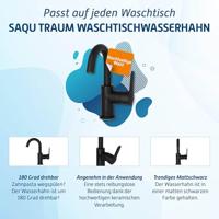 Saqu Dream draaibare wastafelkraan Mat zwart - thumbnail