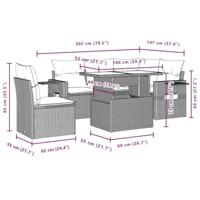 6-delige Loungeset met kussens poly rattan beige - thumbnail