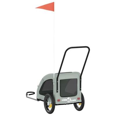 Hondenfietstrailer oxford stof en ijzer grijs - thumbnail