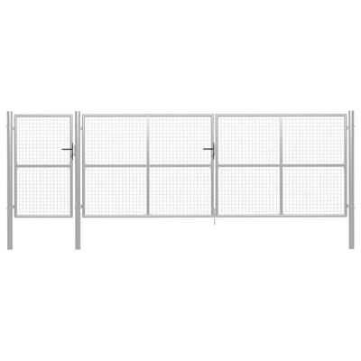 Tuinpoort staal 500x150 cm zilver
