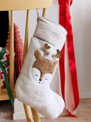 Kerstsok rendier goudbeige