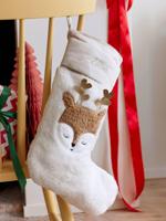 Kerstsok rendier goudbeige - thumbnail