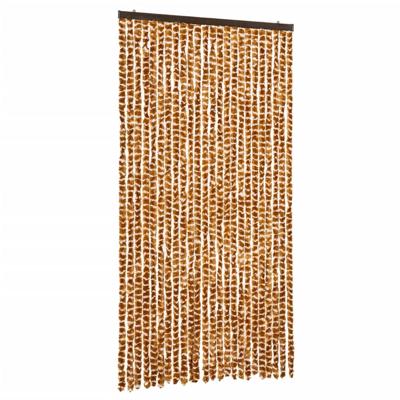 Vliegengordijn 100x220 cm chenille oker en wit