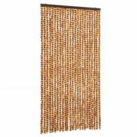 Vliegengordijn 100x220 cm chenille oker en wit - thumbnail