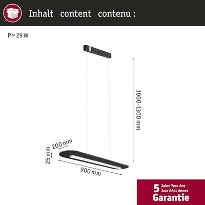 Paulmann Tulga 79989 LED-hanglamp LED 27 W Antraciet Paulmann Tulga 79989 LED-hanglamp LED 27 W Antraciet