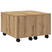 Salontafel 60x60x38 cm bewerkt hout artisanaal eikenkleurig - thumbnail