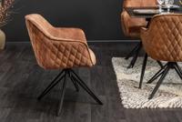 Draaibare design stoel EUPHORIA bruin fluweel met armleuning metalen frame zwart - 40262 - thumbnail