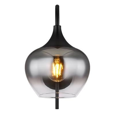 Globo Zwarte wandlampMaxy met smoke glas - 15548W