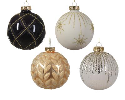 Kerstbal glas d8 cm wolwit ass kerst Decoris - Decoris
