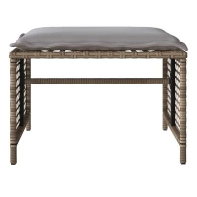 4-delige Loungeset met kussens poly rattan en glas beige