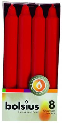 Bolsius Dinerkaars 18cm Rood - 8 stuks