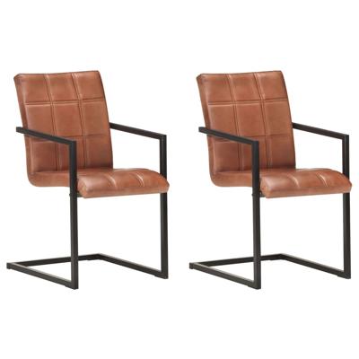 vidaXL Eetkamerstoelen 2 st echt leer bruin vidaXL Eetkamerstoelen 2 st echt leer bruin