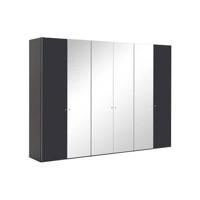 Goossens Kledingkast Easy Storage Ddk, Kledingkast 304 cm breed, 220 cm hoog, 2x draaideur en 4x spiegel draaideur midden - thumbnail
