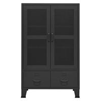 Opbergkast industrieel 70x40x115 cm metaal zwart - thumbnail