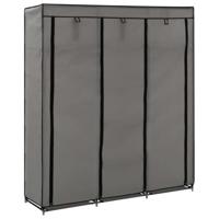 VidaXL Kledingkast met vakken en stangen 150x45x175 cm stof grijs - thumbnail