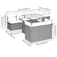 8-delige Loungeset met kussens poly rattan lichtgrijs - thumbnail