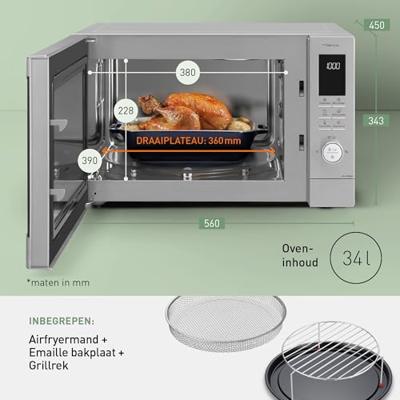 Panasonic NN-CD88QSEPG Magnetron RVS 1000 W Grillfunctie, Met display Panasonic NN-CD88QSEPG Magnetron RVS 1000 W Grillfunctie, Met display
