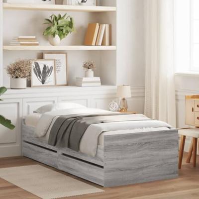 Bedframe met lades grijs sonoma eikenkleurig 90x200 cm