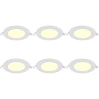LED Downlight Inbouwspot Dimbaar 6 Stuks - Brinton Thin - 6W 470lm 120° Bundelhoek - Warm Wit 3000K - IP40 - Rond - Wit - Ø128mm Buitenmaat - Ø110mm Zaagmaat - thumbnail