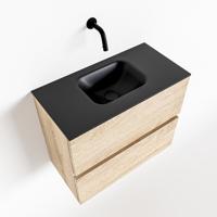 MONDIAZ ADA 60cm toiletmeubel washed oak. LEX wastafel urban midden zonder kraangat - thumbnail