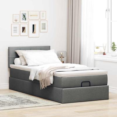 Ottoman bed met matras 80x200cm stof donkergrijs
