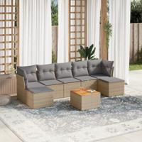 8-delige Loungeset met kussens poly rattan beige - thumbnail