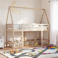 Halfhoogslaper met ladder en bedhuis grenenhout 80x200 cm - thumbnail