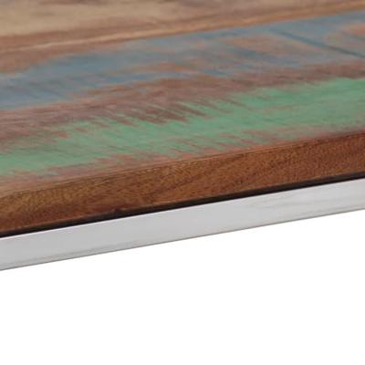 Wandtafel roestvrij staal en massief gerecycled hout zilver