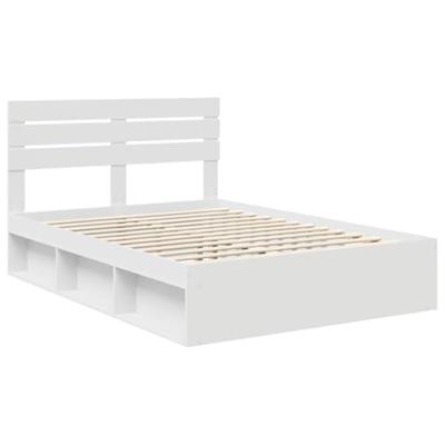 Bedframe met hoofdeinde Wit 140 x 190 cm Massief grenenhout