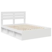 Bedframe met hoofdeinde Wit 140 x 200 cm Massief grenenhout - thumbnail