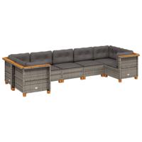 7-delige Loungeset met kussens poly rattan grijs - thumbnail