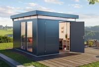 Biohort CasaNova 3x6 metalen berging met draairichting links donkergrijs metallic- Plat dak- Metaal- Biohort - thumbnail