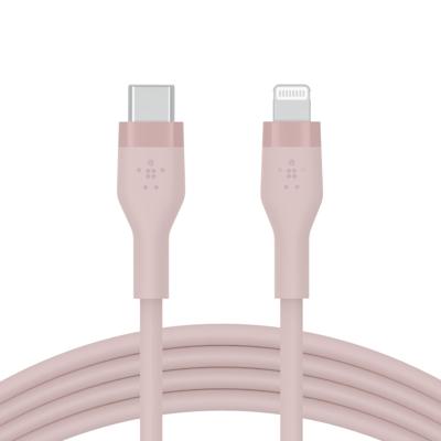 Belkin BoostCharge Flex siliconen USB Type C/Lightning-kabel (1 m), MFi-gecertificeerde 20 W PD Power Delivery-snellaadkabel voor iPhone 14/14 Plus, 13, 12, Pro, Max, mini, SE, iPad en meer – Roze