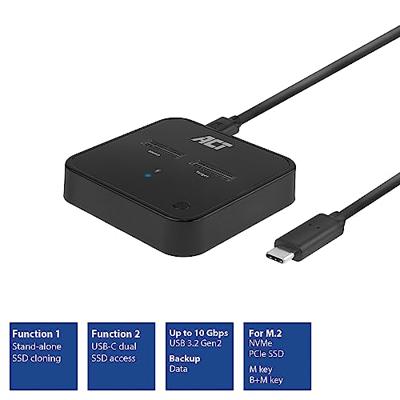ACT Connectivity M.2 NVMe/PCIe dual SSD docking clone station, USB-C 3.2 Gen2 dockingstation - thumbnail