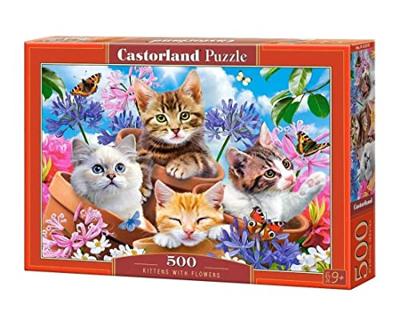Selecta Castorland legpuzzel kittens with flowers, 500st.