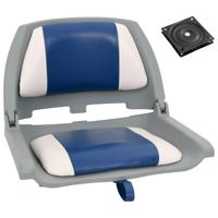 VidaXL 2-delige bootstoelenset met blauw-witte kussens inklapbaar - thumbnail
