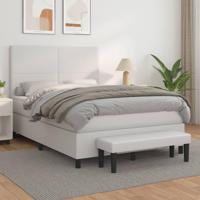 Boxspring met matras kunstleer wit 140x200 cm - thumbnail