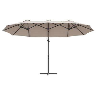 VidaXL Parasol taupe 372 x 198 x 243 cm polyester en aluminium VidaXL Parasol taupe 372 x 198 x 243 cm polyester en aluminium