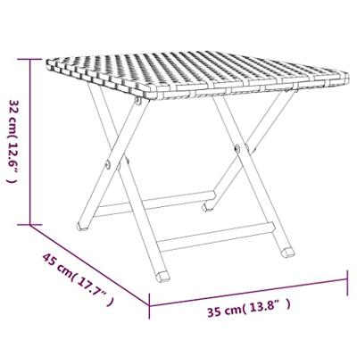 Tafel inklapbaar 45x35x32 cm poly rattan grijs - thumbnail