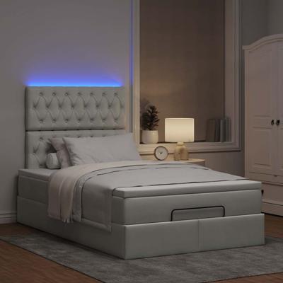 Ottoman bed met matrassen en LED's 90x200cm fluweel lichtgrijs - thumbnail