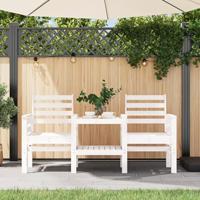 Tuinbank met tafel 2-zits massief grenenhout wit - thumbnail