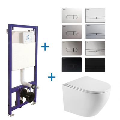 Toiletset Budget 93 Mudo Randloos Met Zitting Mat Wit Met B&W Drukplaat