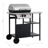 VidaXL Gasbarbecue met 3-laags zijtafel zwart en zilverkleurig - thumbnail