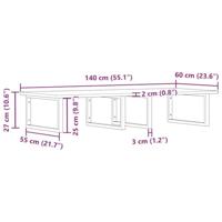 Badkamer wandschap staal en massief acaciahout - thumbnail