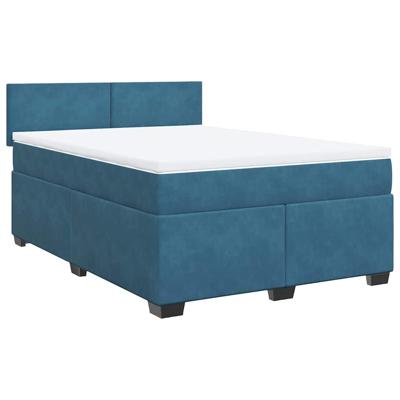 Boxspring met matras fluweel donkerblauw 140x190 cm