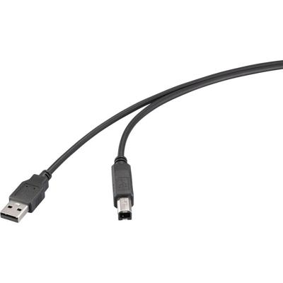 Renkforce RF-6830424 USB-kabel USB 2.0 USB-A stekker, USB-B stekker 0.50 m Zwart